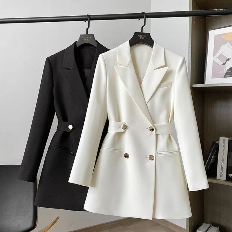 Ternos femininos branco terno casaco primavera outono 2023 moda coreano manga longa blazers mulheres jaquetas casuais senhoras do escritório blazer topos