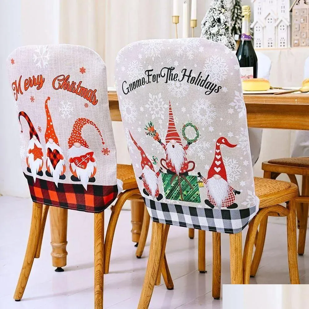 Krzesło obejmuje Boże Narodzenie er bez twarzy Święty Mikołaj gnome oranments wesoła