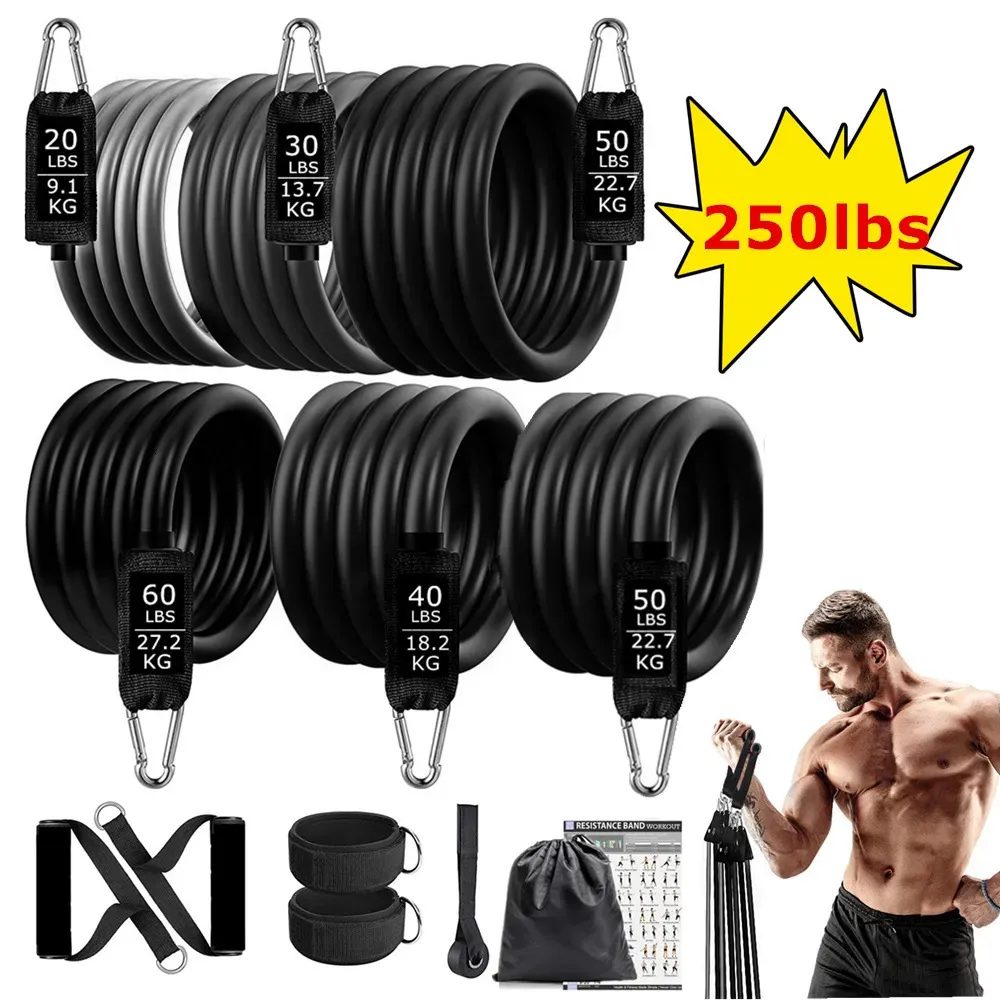 Resistance Bands 250 kg Set Fitness Workout Gym Pull Rope Yoga LaTex Tube Sport Elastic Booty Operture Equipment For Home 231017