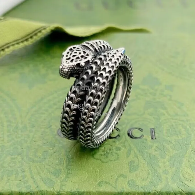 Nouveau cool mens love ring fantôme lettre de serpent de luxe en argent plaqué couple anneaux de bijoux de créateurs de femmes