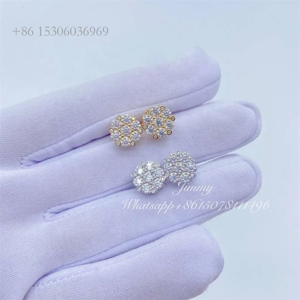 2021 Popular Hotsale Iced Out Jewelry Lowest Price Sterling Sier 10K Gold Jewelry DEF Moissanite VVS Stud Earrings