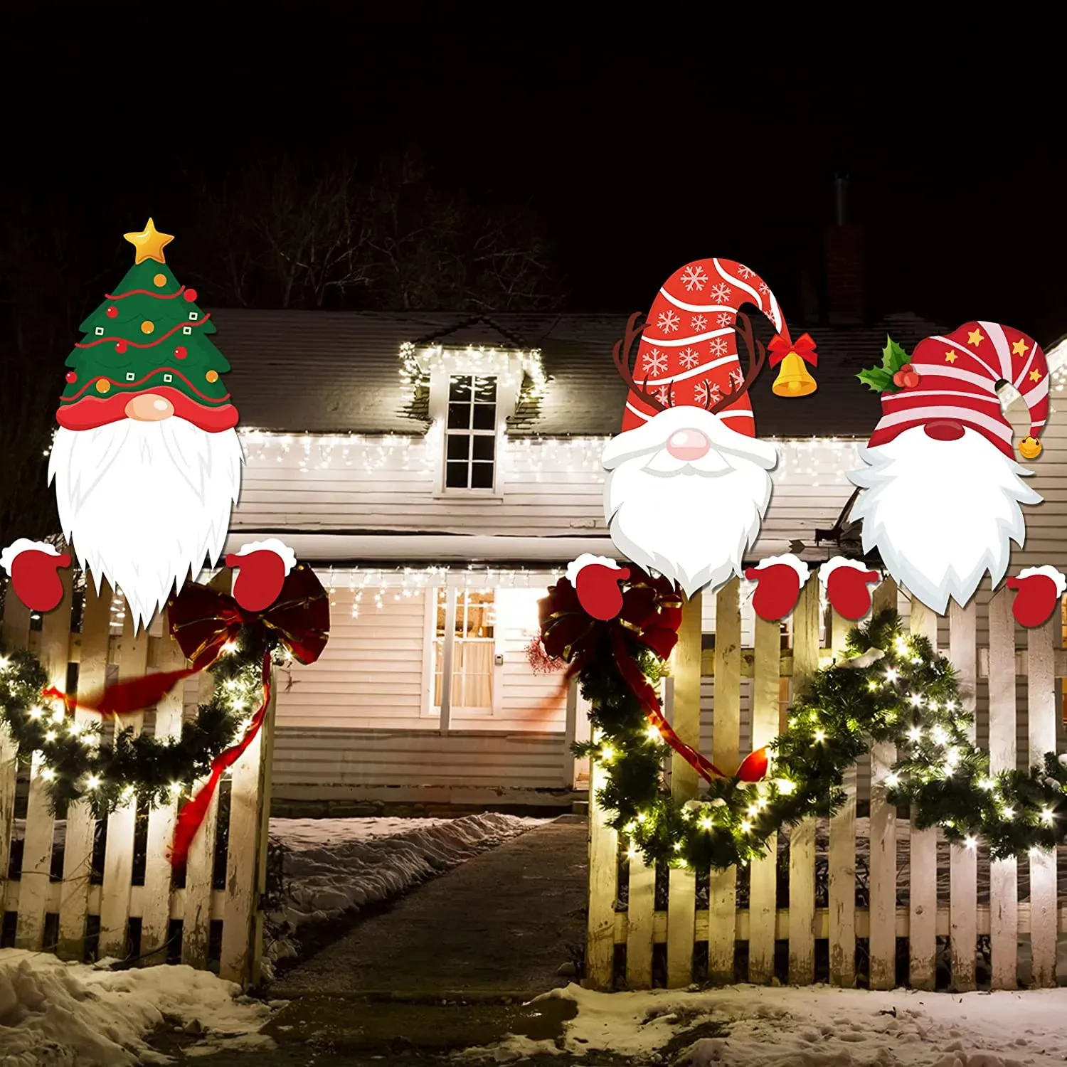 Christmas Decorations 4Pcs Christmas Garden Fence Peepers Santa Claus Outdoor Garden Fence Art Holiday Terrace Year Home Party Decoration Gifts 231017
