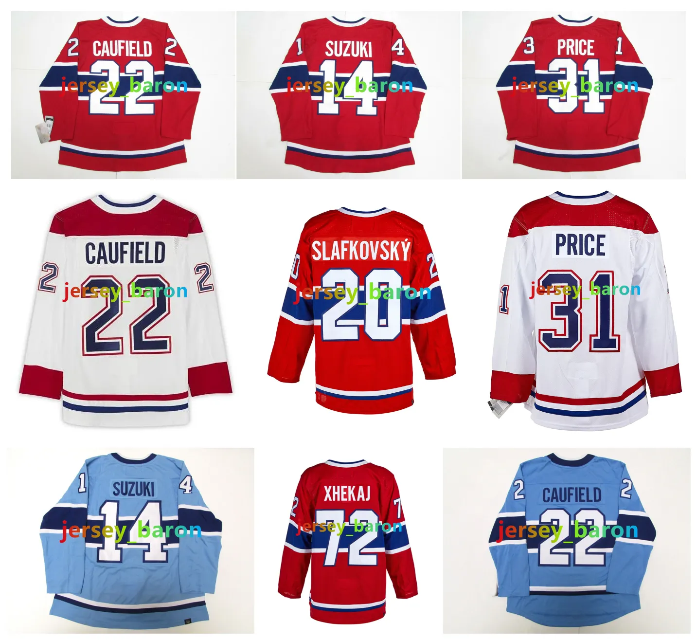 Cole Caufield Hockey Jersey Juraj Slafkovsky Canadiens Arber Xhekaj Sean Monahan Nick Suzuki Carey Price Josh Anderson Brendan Gallagher Patrick Roy Jake Evans