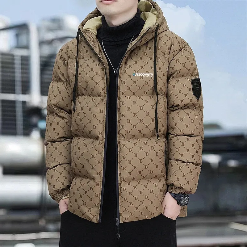 Piumini da uomo Parka 2023 Inverno Caldo di Spessore Giacca Da Uomo Casual Con Cappuccio In Cotone Con Cerniera Stile Coreano Fitness Cappotto di Moda 231018