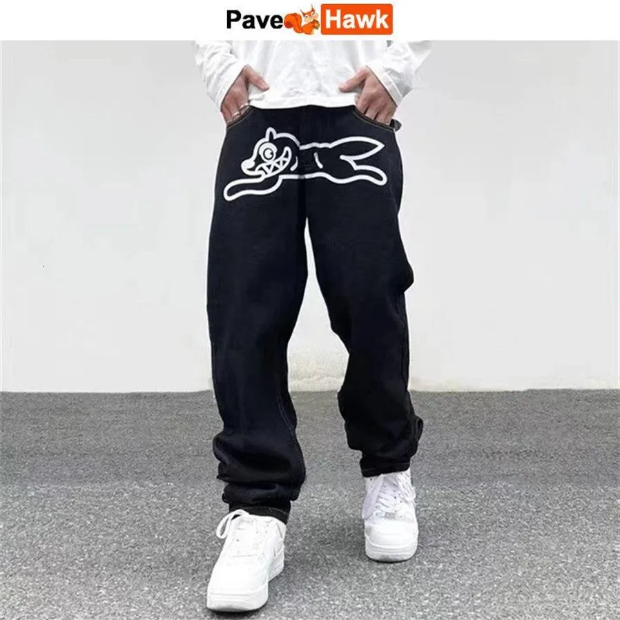 Jeans pour hommes Ropa Dog Print Jens Hommes Y2K Hip Hop Baggy Joggers Pantalon Streetwear Droit Gothique Lavé Denim Pantalon Pantalon270p