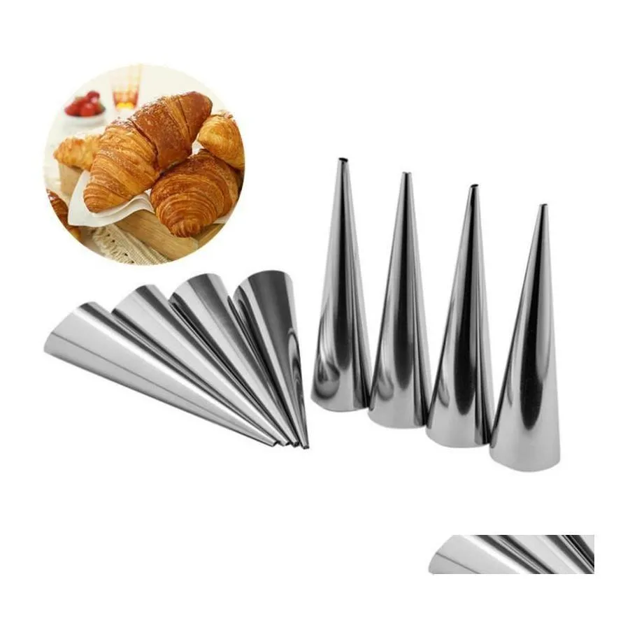 Bakken Gebak Gereedschap 5/10 Stuks Roestvrij Dessert Gereedschap Staal Crème Hoorn Mallen Conische Buis Kegel Roll Mod Keuken spoel Drop Levering Ho Dhbdv