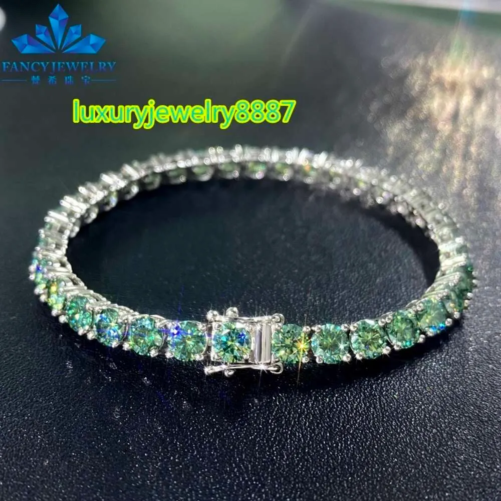 Ventes d'usine exquise 925 argent Sterling Moissanite Tennis Bracelet chaîne 3mm 4mm femmes bleu vert Moissanite Tennis chaîne