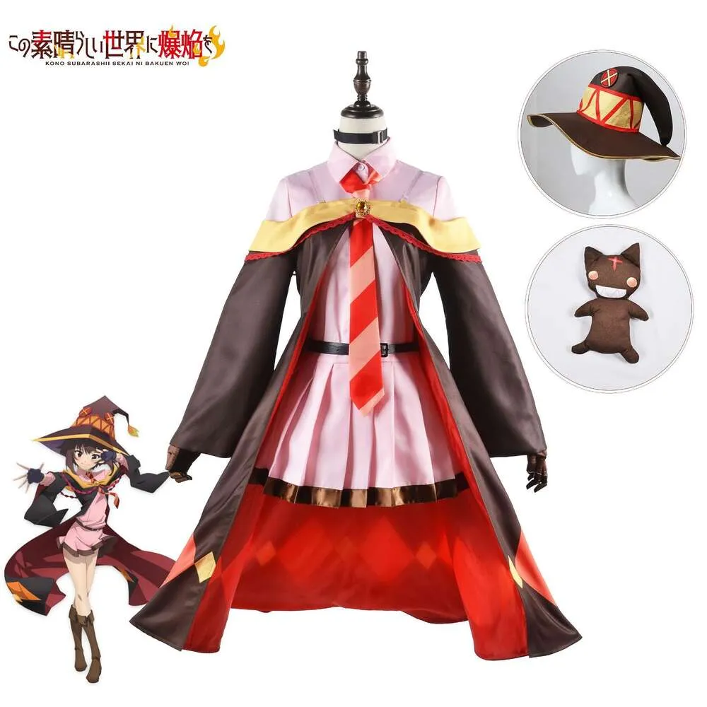 Megumin cosplay costume peruk anime konosuba cosplay häxa outfit enhetlig kappa hatt arch wizard crimson demons arue yunyun womencosplay