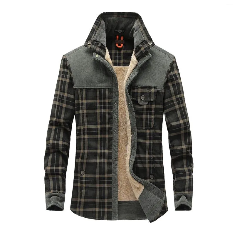 Männer Casual Hemden Männer Hemd Winter Dicke Plus Samt Warme Plaid Kleid Langarm Slim Fit Camisa Social