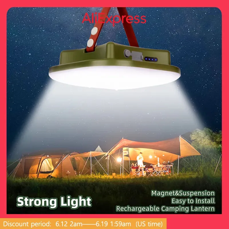 Gadgets d'extérieur améliorés 15600 mAh rechargeables LED Camping lumière forte avec zoom magnétique torche portable travail entretien éclairage tente lumière 231018