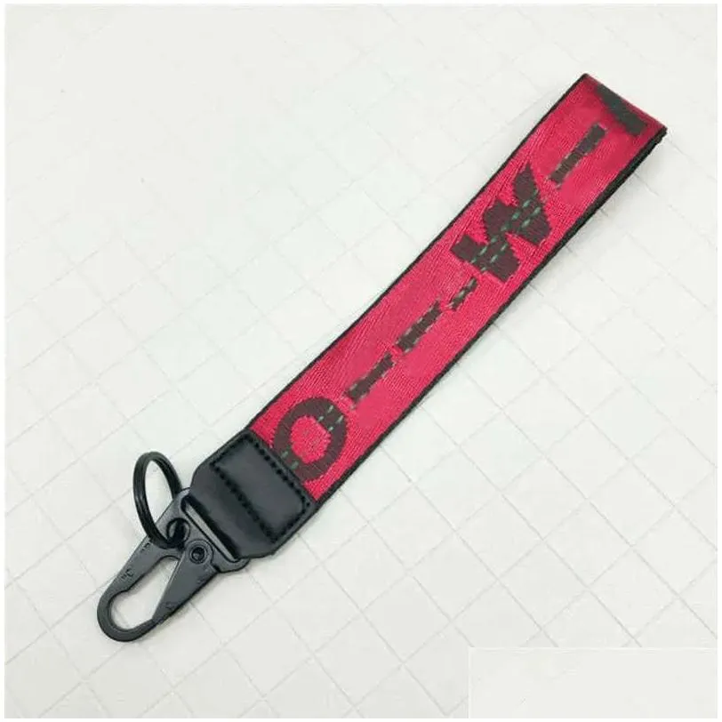 Keychains & Lanyards Fashion Off White Luxury Keychain Key Chain Transparent Rubber Jelly Letter Print Men Women Canvas Camera Pendant Ot5Vn