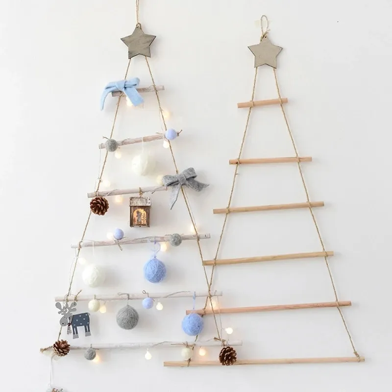 Décorations de Noël Ornement d'arbre artificiel de style nordique Artisanat suspendu en bois pour la fête de Noël Décoration de fond de festival de porte d'entrée 231017