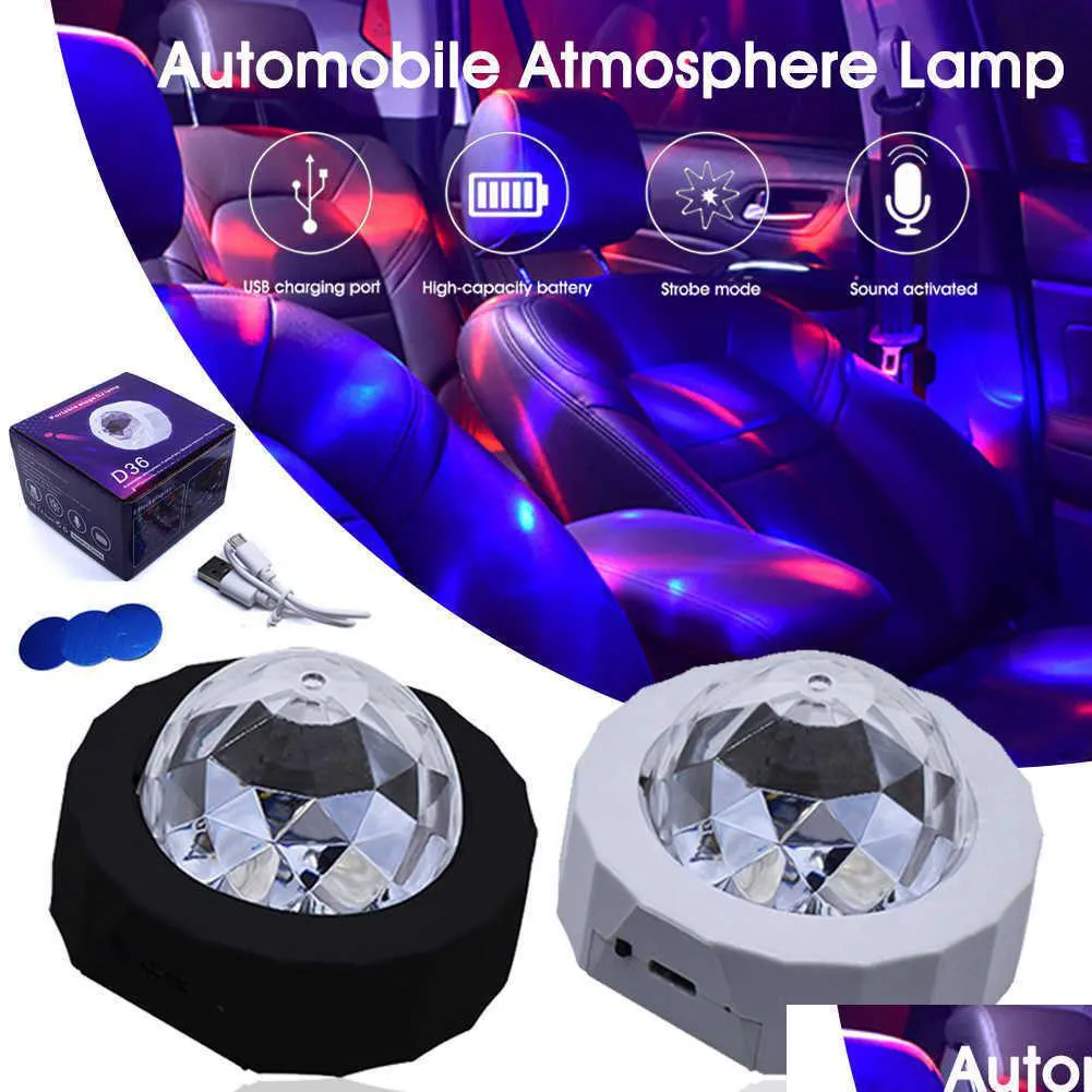 Boule disco portable rechargeable, lumières stroboscopiques LED, 2 modes d'éclairage avec 3 autocollants pour la décoration de la salle de voiture, livraison directe Dhcn0