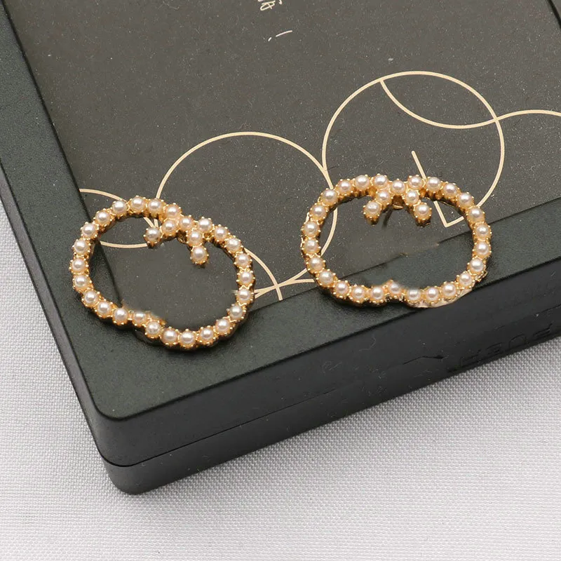 Boucles d'oreilles en perles pour femmes, bijoux de styliste, plaqué or, marque de luxe, cadeau de fête de mariage