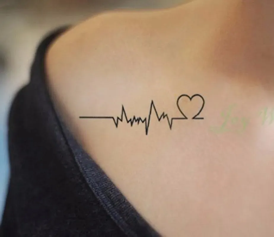 5PC Temporary Tattoos Waterproof Tattoo Sticker Body Art Love Wave Heartbeat Line Small Size Fake Tatto Flash Tatoo for Girl Women 231018