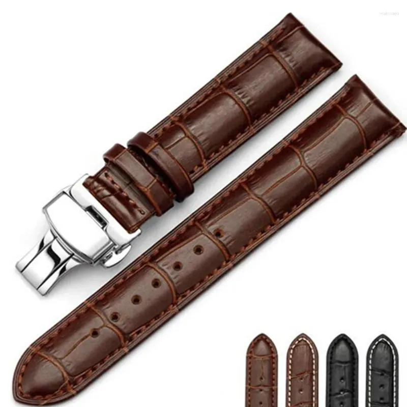 Assista Bandas Genuine Leather16 18 19 20 21 22 24 Mm Watche Band Strap Belt Watchband Dobrável Fecho / Fivela Ferramenta