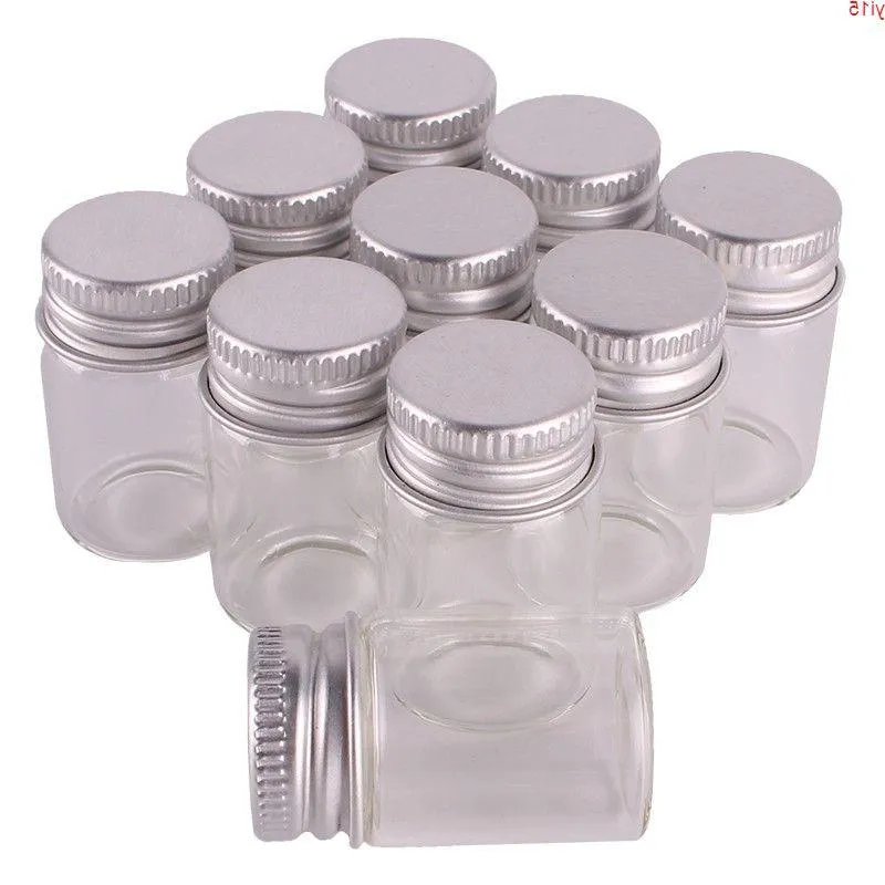 100pcs 6ml boyut 22*35mm şeffaf cam parfüm baharat şişeleri küçük kavanozlar gümüş vidalı kapak diy zanaat qty dlrla