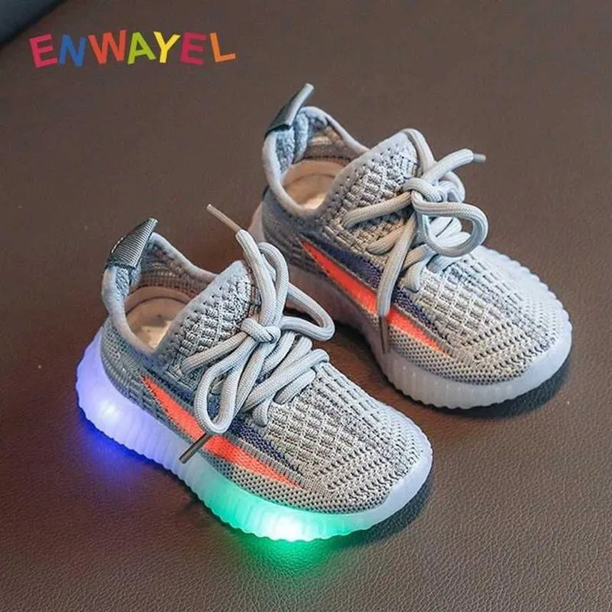ENWAYEL sport shoes led for girls sneakers kids boys bebe toddler baby children shoes with light luminous shining glowing 201130225y