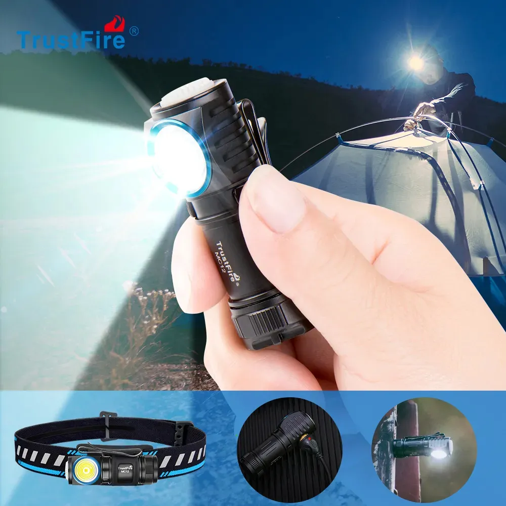 Outdoor Gadgets TrustFire MC12 EDC Powerful LED Flashlight 1000Lumens Magnetic Rechargeable Head Lamp XP-L HI Camping Torch Flash Light 231018