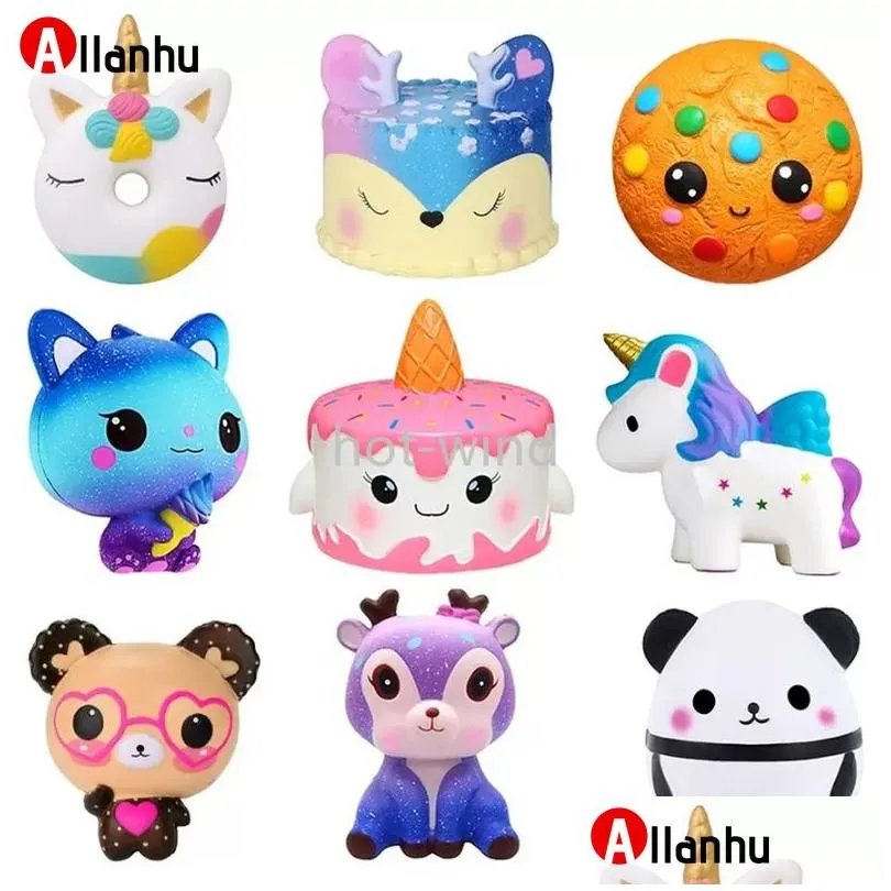 Festa Favor Squishy Kawaii Cavalo Bolo Deer Animal Panda Squishes Lento Rising Relief Squeeze Brinquedos para Crianças Drop Delivery Home Garden Dh1KF