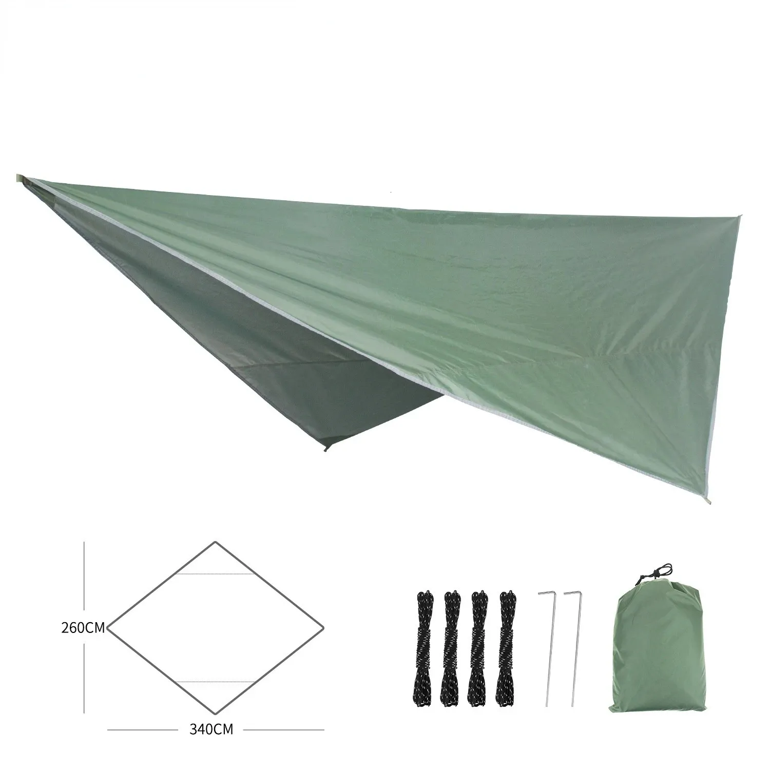 Tents and Shelters 190T Rhombus Waterproof Tarp Tent Shade Outdoor Camping Hammock Rain Fly UV Garden Awning Canopy Sunshade Ultralight 340x260cm 231018