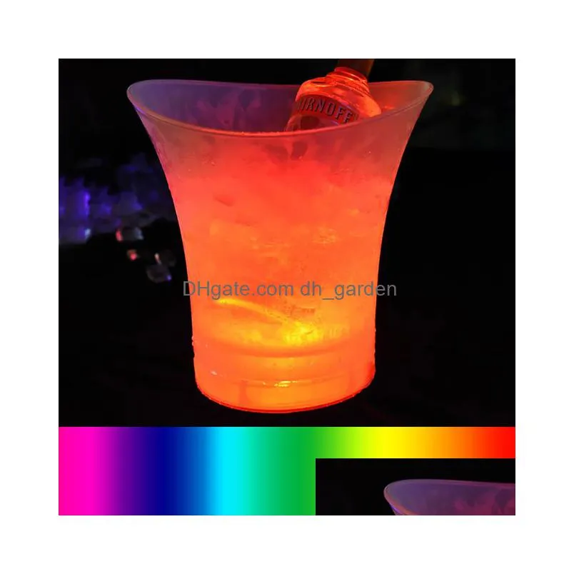 Ice Buckets And Coolers Ice Buckets And Coolers 5L Led Light Up Waterproof Plastic Champagne Beer 230201 Home Garden Kitchen Dhgarden Dhles