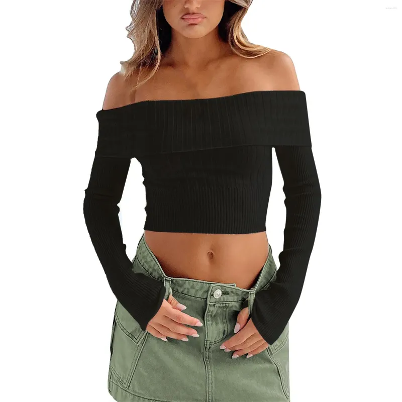 Off Shoulder Fitted Ribbed Bandeau Top For Women With Rib Knit And Thumb Holes From Extend38 19.64 DHgate.Com