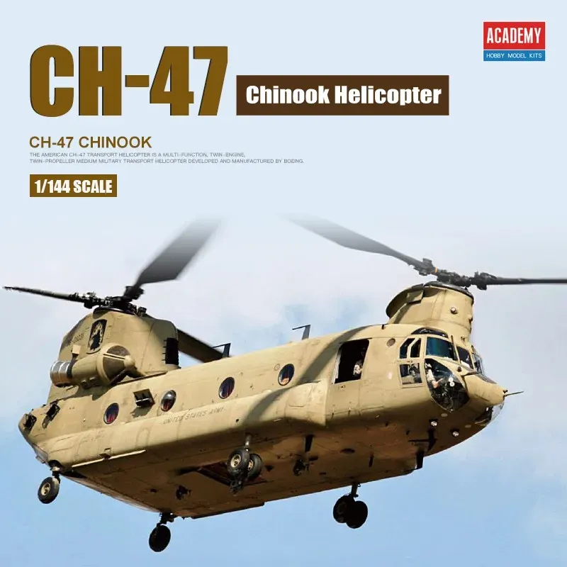 Uçak Modle Academy 12624 Uçak Modeli 1/144 CH-47D/F/J/HC.MK.1 Askeri Model Hobi Koleksiyonu için Chinook Helikopter Modeli için DIY Toys 231017