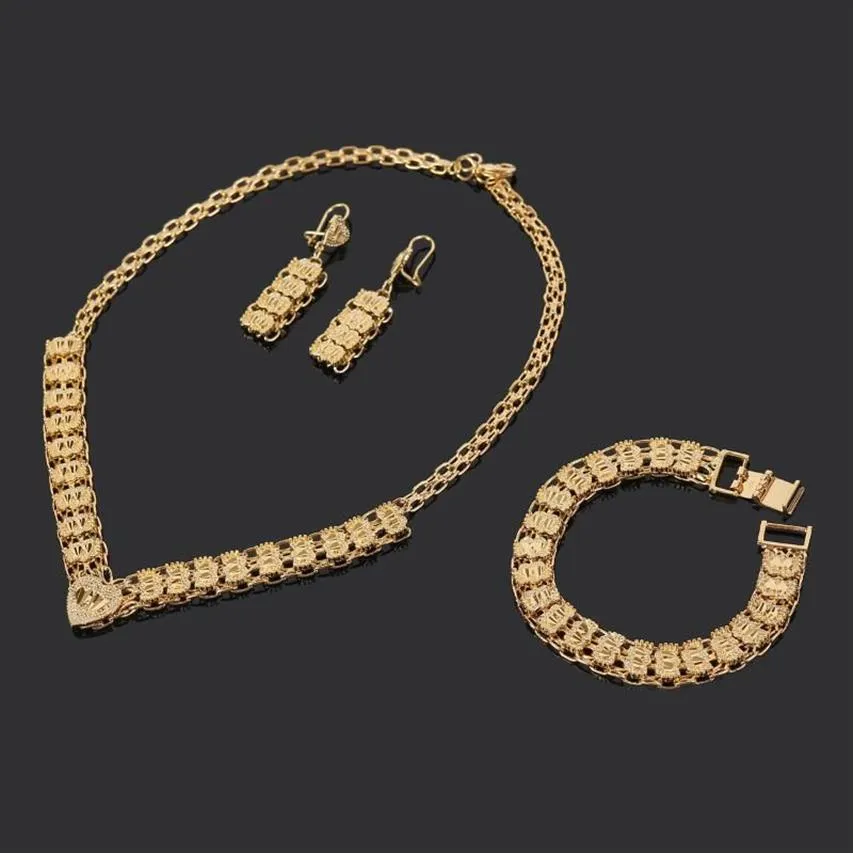 Goudkleurige Dubai-sieradenset Turks-Egyptisch Algerije Marokkaanse Saoedi-Arabië Jewelry309M
