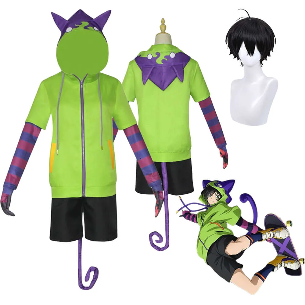 Chinen Miya Cosplay Anime SK8 the Infinity Cosplay Costume Uniform Sport Outfit Hoodie Tail Gloves Wig Halloween Party Costumescosplay