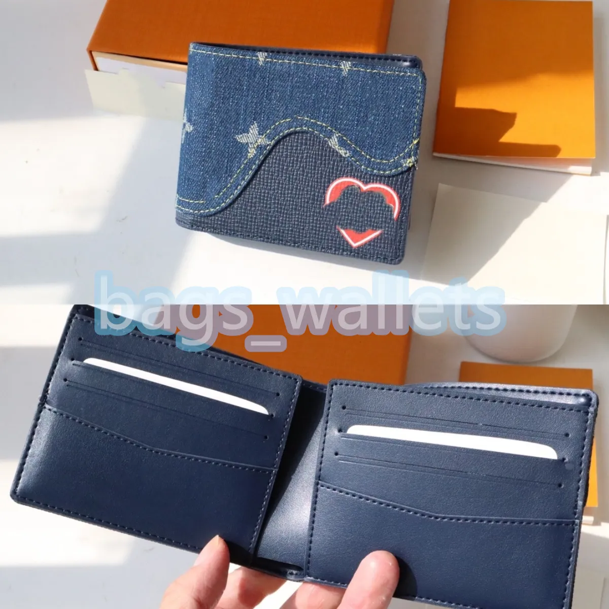 Women Men Flip Wallet Tanning fabric and leather stitching lady Coin Purse Short Card Holder Original Clutch wallets M81020 M81015