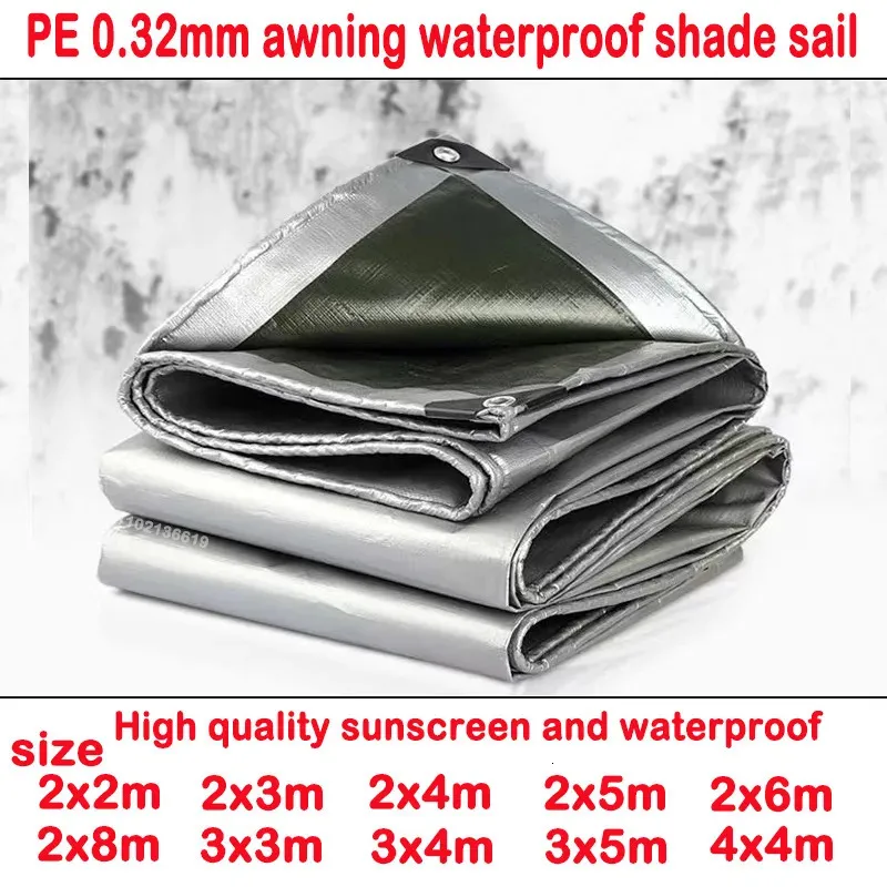 Tiendas de campaña y refugios 0,32 mm PE Lona Paño de lluvia Planta de jardín al aire libre Cobertizo Barco Coche Camión Toldo Vela de sombra impermeable Cubierta de techo para perros 2x2m3x5m 231018