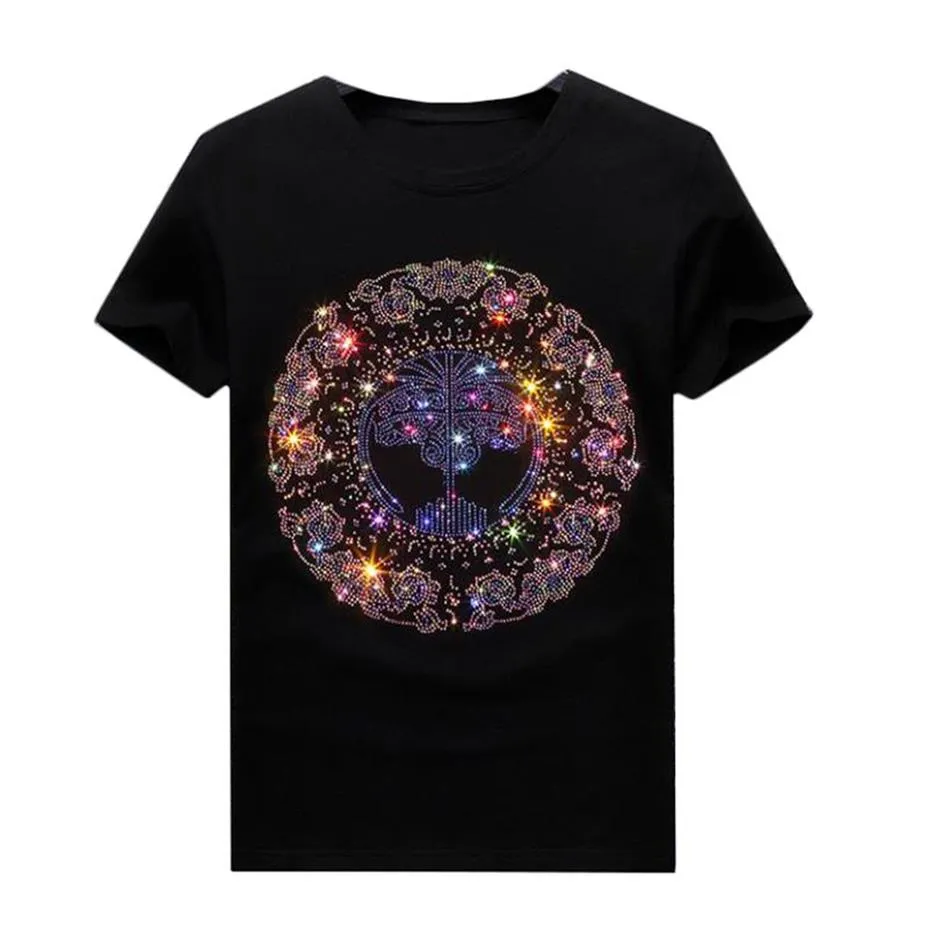 Mens Rhinestone Designs Short Sleeve T-Shirts for Summer Casual - Crew Neck Shirts Casual Slim Fit Ladies Tops204k