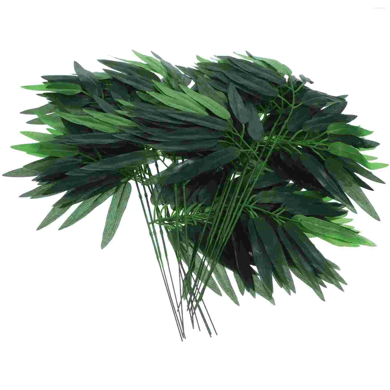 Fleurs décoratives plantes maison haute petite pour Branches chambre-50pcs feuilles vertes artificielles plantes-verdure maison El bureau