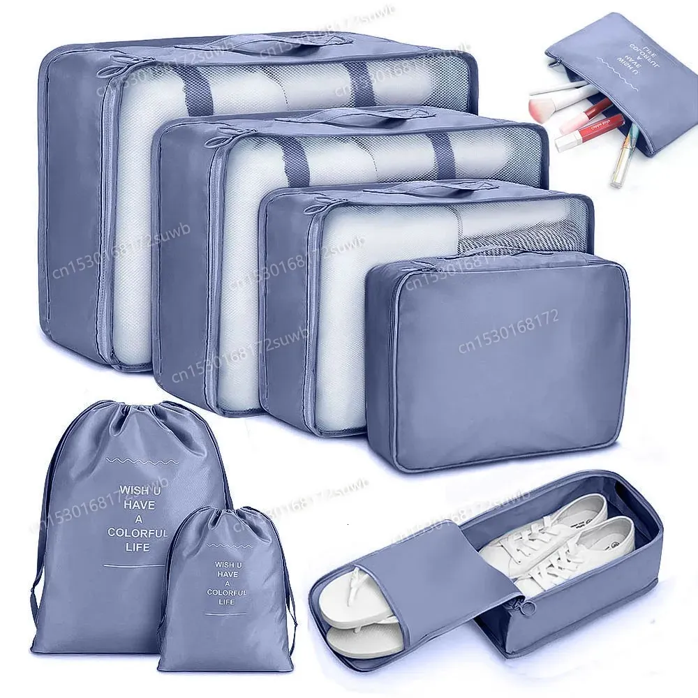 Autre organisation de ménage 6pcs sac de voyage organisateur vêtements bagages couverture chaussures organisateurs valise voyage pochette emballage cubes 231018