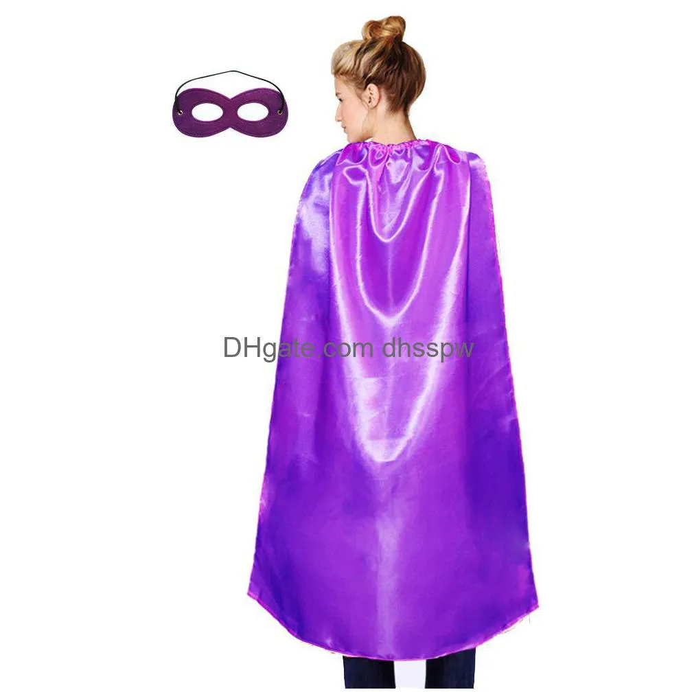 110 Cm plaine Adt fête Capes et masque ensemble 10 couleurs Option vacances faveur Cosplay super-héros Cape costume livraison directe