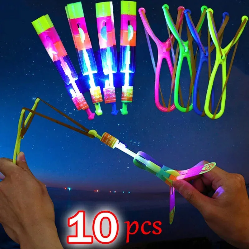 Led rave brinquedo colorido luz luminosa brinquedos crianças crianças elástico catapulta foguete jogos led iluminação acima elástico rapidamente voando rápido 231018