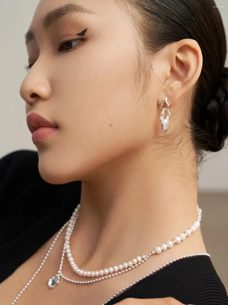 Brincos pendurados 925 prata esterlina para mulheres série lava nicho design estilo minimalista elegante designer jóias presente de aniversário
