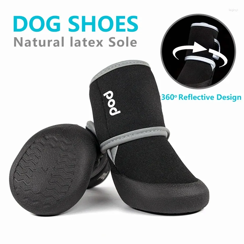 Hundkläder Sole Pet Shoes Spring Autumn Soft Waterproof Rubber Covered Diving Fabric Dogs Night Reflection Light Leisure Boots