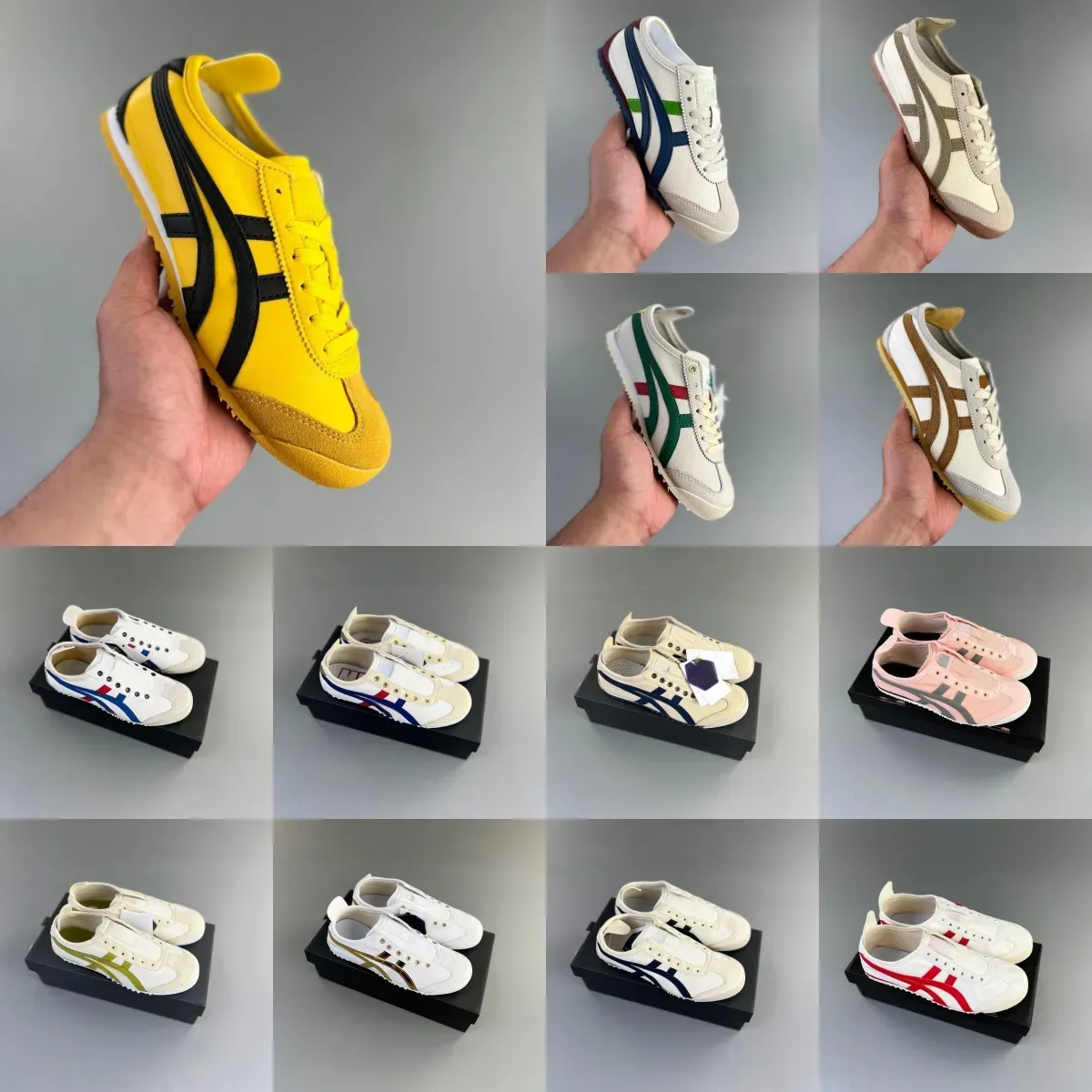 Japan tiger casual sneakers kvinnor män designers canvas skor svart vit blå röd gul beige låga tränare slip-on loafer mode färg