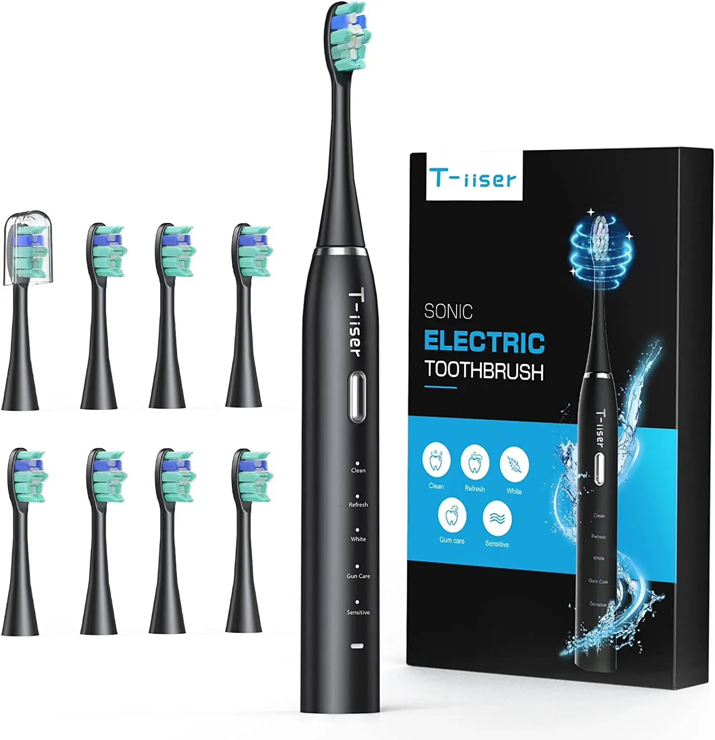 Toothbrush 5 Models Electric Sonic Brush Ultrasonic IPX7 Waterproofing Wireless Oral Hygiene Cleaner With 8 Replaceable Heads 231017