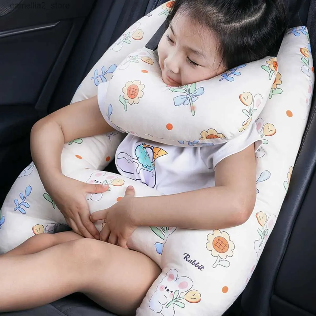 Coussins de siège 1 ensemble mignon enfant et adulte voiture dormir cou soutien-tête H-forme voyage oreiller coussin siège de voiture sécurité cou oreiller enfant femmes Q231018