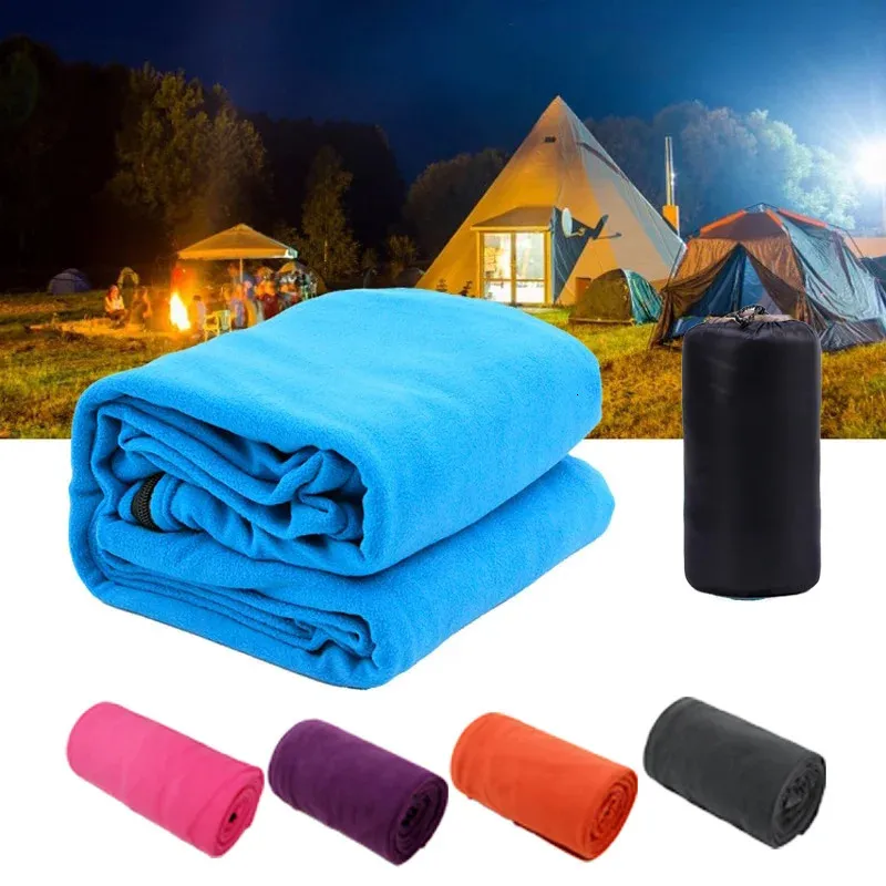Sovsäckar fleece sovsäck utomhus camping tält säng bärbar mjuk termisk polär fleece liner sporttillbehör tupplur Dirti-proof 231018