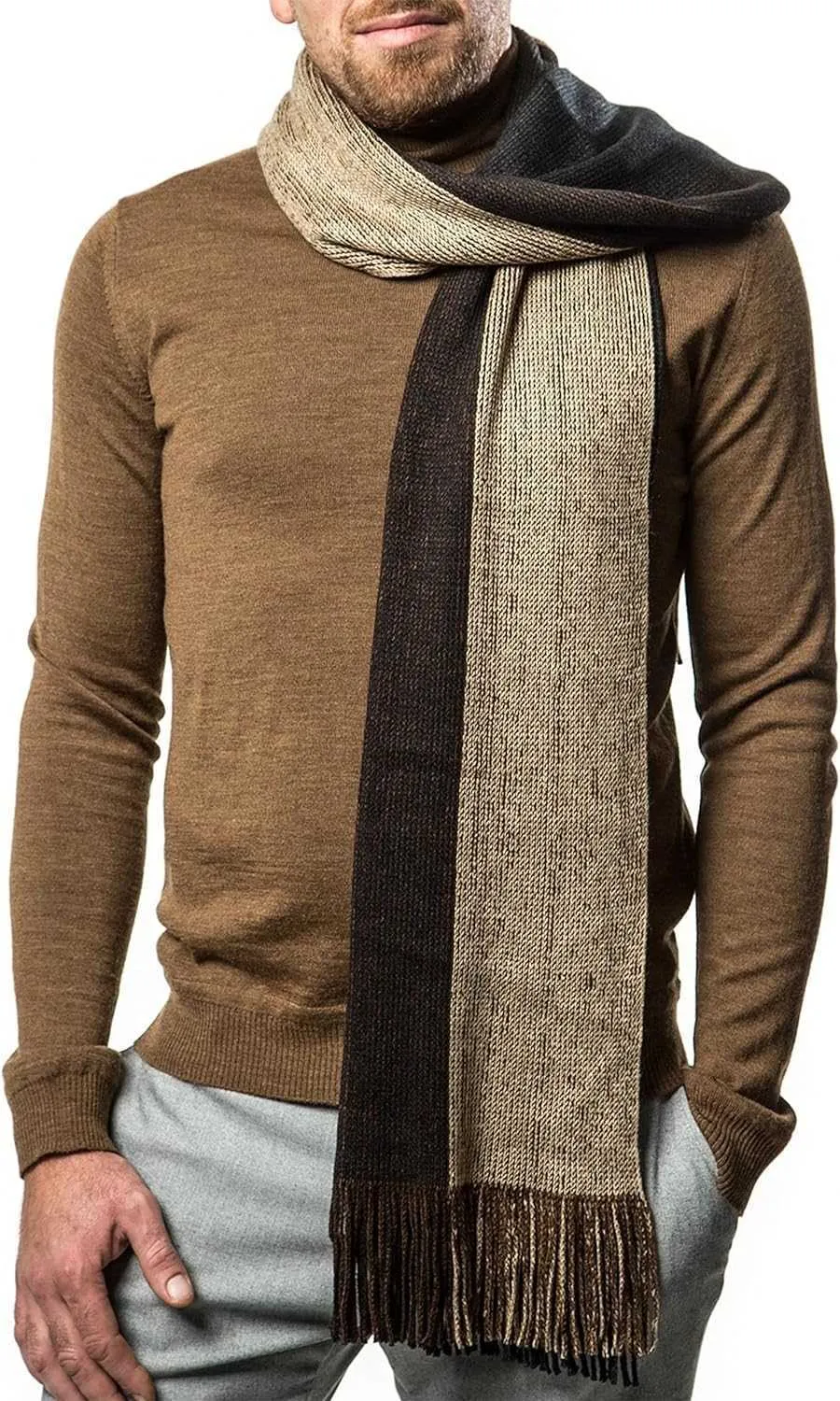 Marino Avenue Écharpe tricotée à rayures pour homme - Écharpe d'hiver élégante - Coffret cadeau