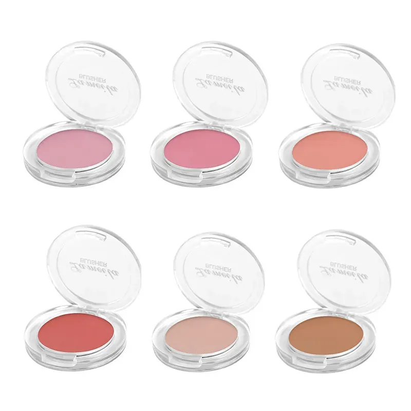 Blush Paleta de rubor monocromático 6 colores Melocotón Cara Mineral Pigmento Colorete para mejillas Maquillaje en polvo Contorno profesional Sombra Colorete rosa 231018