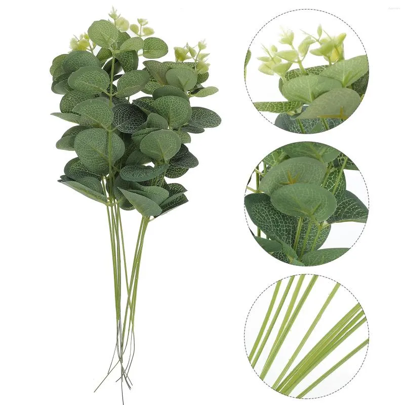 Decorative Flowers 10 Pcs Eucalyptus Plugin Cake Decor Wedding Garland Birthday Faux Greenery Insert Bouquet Leaf Stem Topper