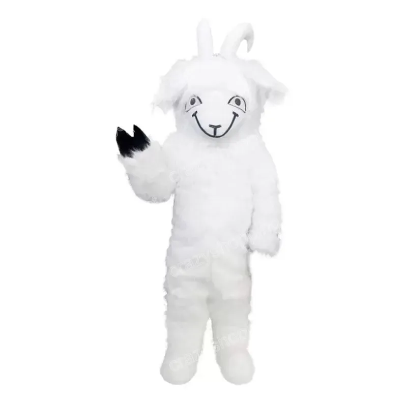 Halloween białe długie włosy owce Mascot Mascot Najwyższej jakości kreskówka postać bohatera Bożego Narodzenia Karnawał garnitur