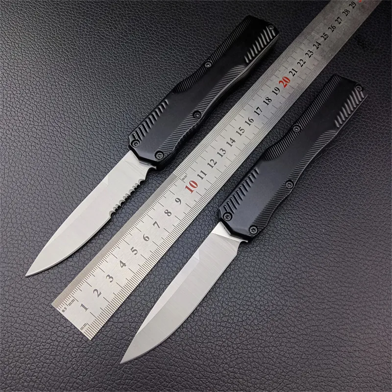 Excellent Livewire 9000 Automatic Tactical Folding Knife Satin Drop Point Serrated Blade Zinc Alloy Handles Sharp Outdoor Camping Multi-hunting Tools BM 3300 7500