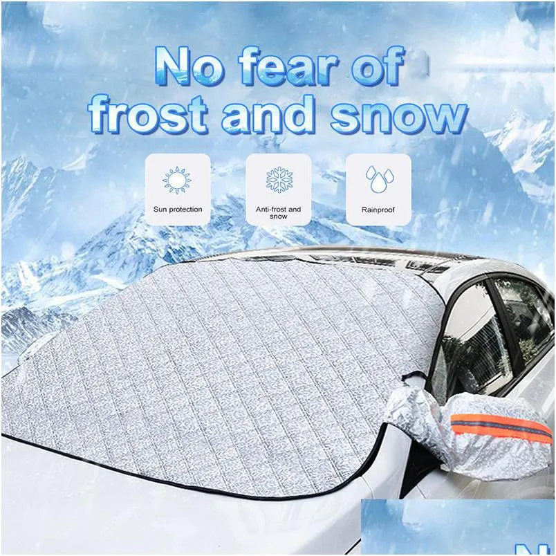 Car Snow Er Windshield Sunshade Protector Outdoor Waterproof Winter Mobiles Anti Ice Frost Exterior Drop Delivery Dhjlv