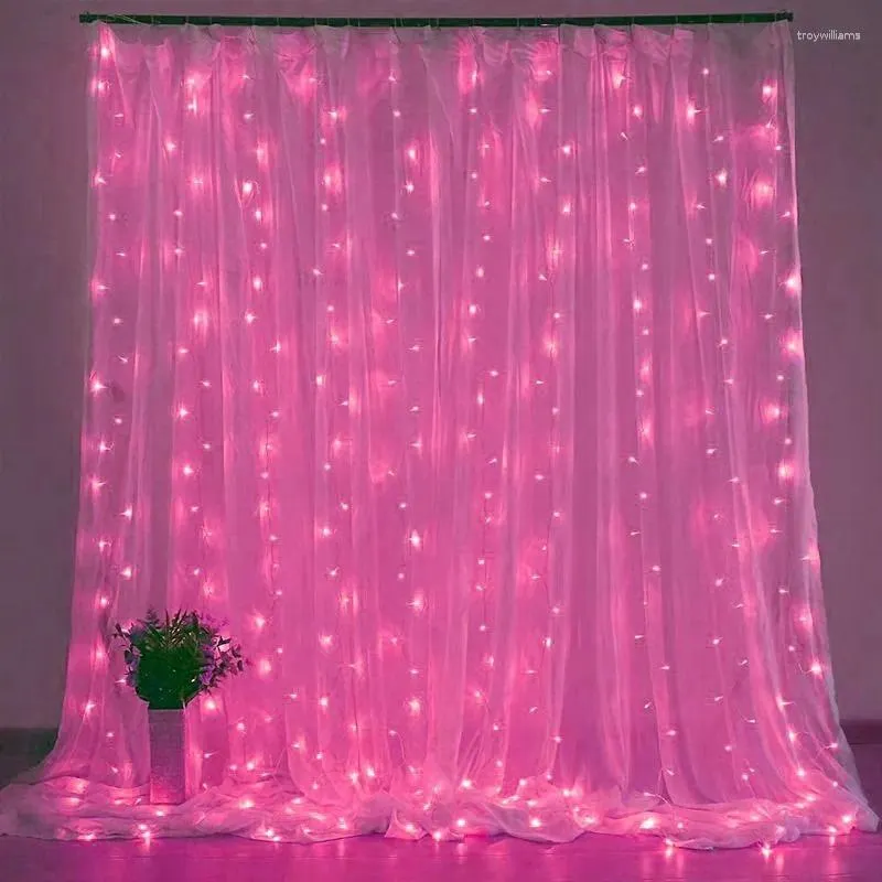 Strängar USB FESTOON LED String Light 8 Mode Remote Christmas Fairy Garland Curtain Decor for Home Holiday Decorative Year Lamp